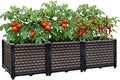 Large Planters for Outdoor Plants 14" Tall Planter Box, Raised Beds for Gardening Self Watering, Elevated Planter Box with Legs, Rectangular Garden Planters for Outdoor Plants Flowers, 47.2"L x 15.7"W