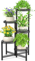 iDavosic.ly Plant Stand Indoor Outdoor, 5 Tier Corner Metal Flower Display Holder Shelf, Easy Assembly Folding Tall Orchid Rack for Patio Balcony Porch Garden Living Room House, Wrought Iron - Modern Black