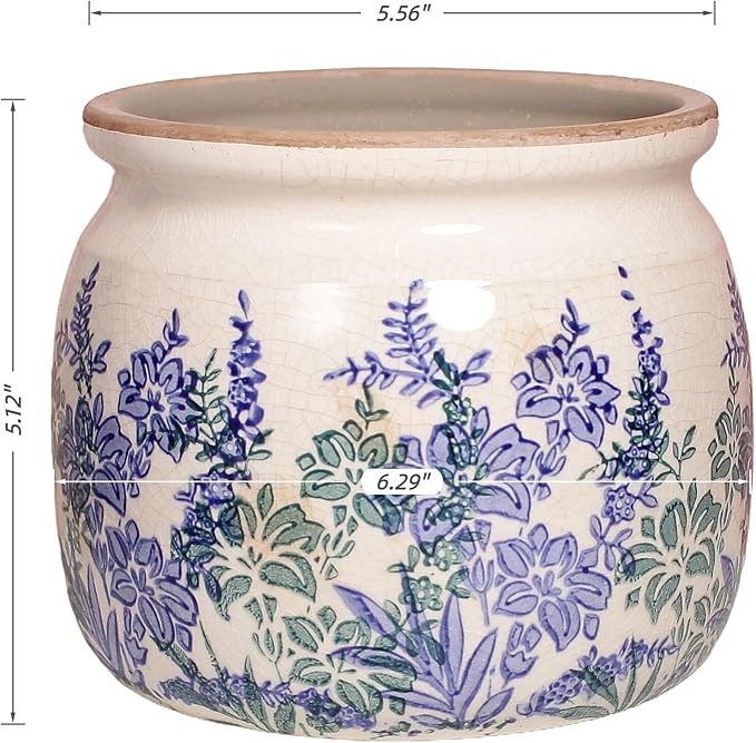 Pots for Plants, Ceramic Planters for Indoor/Outdoor Plants, 6.29'' Plant Pots Indoor with Drainage, Vase & Planters, Vintage Rustic Pots for Indoor Plant, House & Home Decor, Vintage Blue
