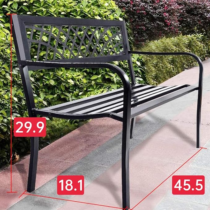 Garden Bench Outdoor Bench with Plastic Backrest for Patio Metal Bench Park Bench or Yard Porch Clearance Work Entryway