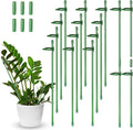 meekoo 12 Pcs Adjustable Garden Plant Support Stakes Single Stem Plant Cage Support Rings with Clips and Connect Pipe for Orchid Rose Tomato, 12 Inch (Green)