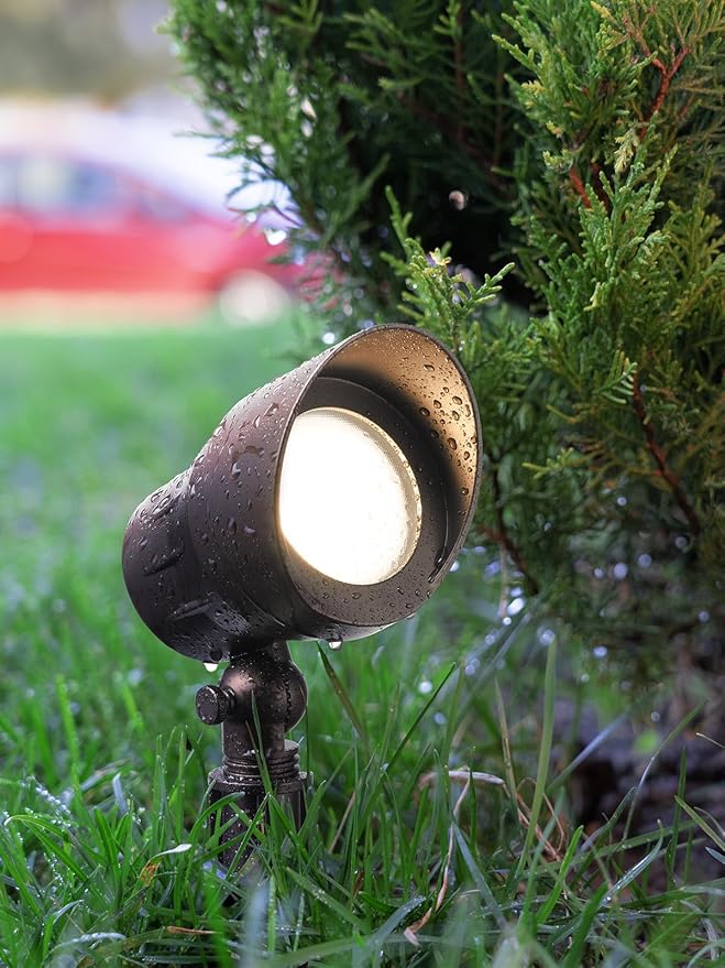 LEONLITE Low Voltage LED Landscape Spotlight, 5W 12V Pathway Lights Outdoor, CRI90, Aluminum Spot Lights for Garden, ETL Listed, IP65 Waterproof, 3000K Warm White, Oil Rubbed Bronze, Pack of 6