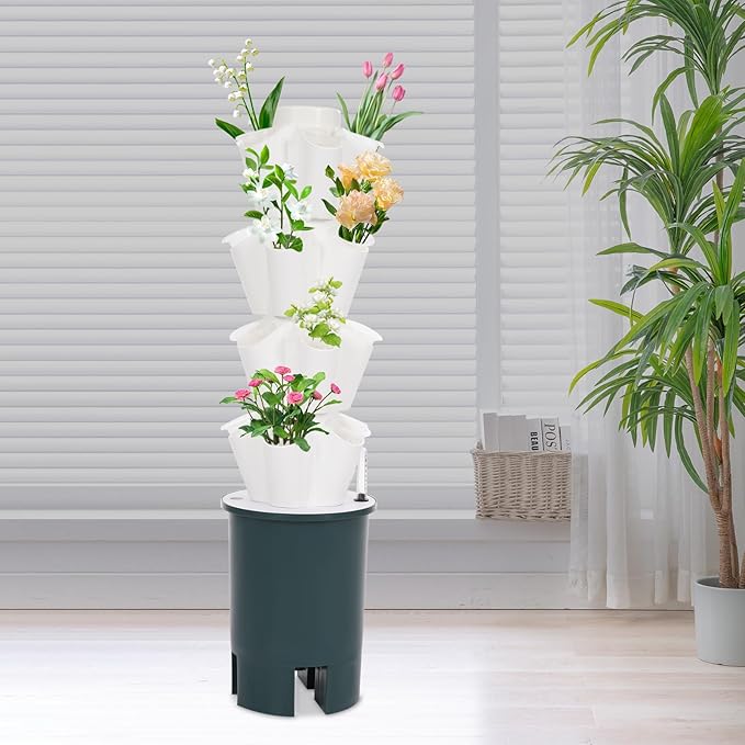 Hydroponic Growing System Indoor, 20-Hole Vertical Garden Planter Germination Kit, Smart Garden Vegetable Plant Kit with Pump and Movable Water Tank for Gardening Lover, IP68