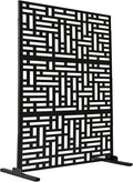 Oakland Living 6 ft. X 4 ft. Black Freestanding Metal Privacy Screen Room Divider