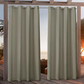 NICOLE MILLER NEW YORK Canvas Indoor/Outdoor Grommet Top Curtain Panel Pair, 54"x108", Khaki