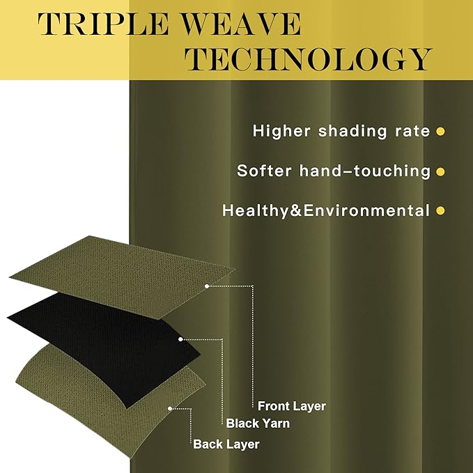 NICETOWN Window Treatment Sliding Door Curtain - Thermal Insulated Wide Width Solid Blackout Patio Glass Door Drape, Extra Wide Draperies (Olive Green, 100 inches Wide x 84 inches Long)