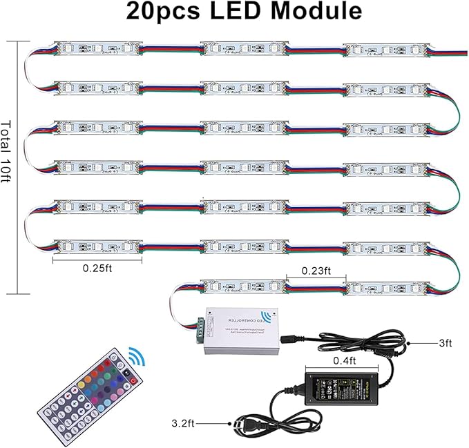 LED Storefront Lights for Business Waterproof Decorative Light for Advertising Letter Signs 4 Set 5050 SMD Window Strip Lights 40ft 80 Pieces LED Module Lights