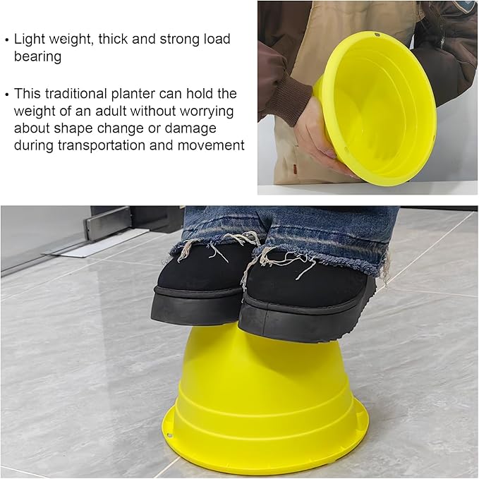 10 Inch Plant Pots Set of 5,Lightweight Plastic Planters with Drainage Holes & Plugs,Durable Plant Containers for Indoor Outdoor Houseplants,Flowers,Patio & Garden(Yellow)