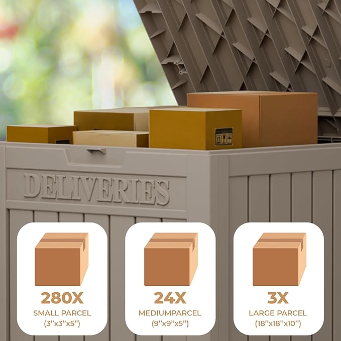 55 Gallon Package Delivery Box for Outside,Weather Resistant UV Protection Resin Outdoor Storage Parcel Box for Porches, Front Door,Balconies,Garages