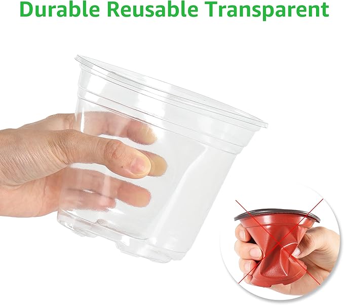 36 Packs 5/4/3.5 Inch Clear Nursery Pots with Humidity Domes, Transparent Plant Pots with Drainage Holes, Variety Pack Seedling Pots for Vegetable Propagation, Root Cutting, Seed Starting