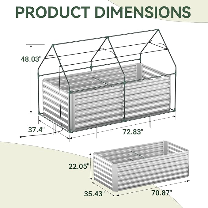 Raised Garden Bed with Self-Watering System, 6x3x2 ft Elevated Planter Boxes Outdoor with PE Cover, Galvanized Raised Beds for Gardening,Vegetables,Flowers, Backyard, Patio