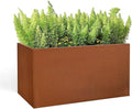 Corten Steel Corner Metal Planter Box L32 x W12 x D16 Garden Steel Planter Pot for Patio Modern Farmhouse Rustic Design (L32 x W12 x D16, Rusted)