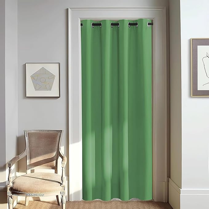 NICETOWN Door Curtain for Closet Doors 80 Inches Long 1 Panel, Blackout Doorway Curtain for Open Closet Bedroom, Room Divider Living Room for Privacy (Froest Green, 1 Panel, 46W x 80L)