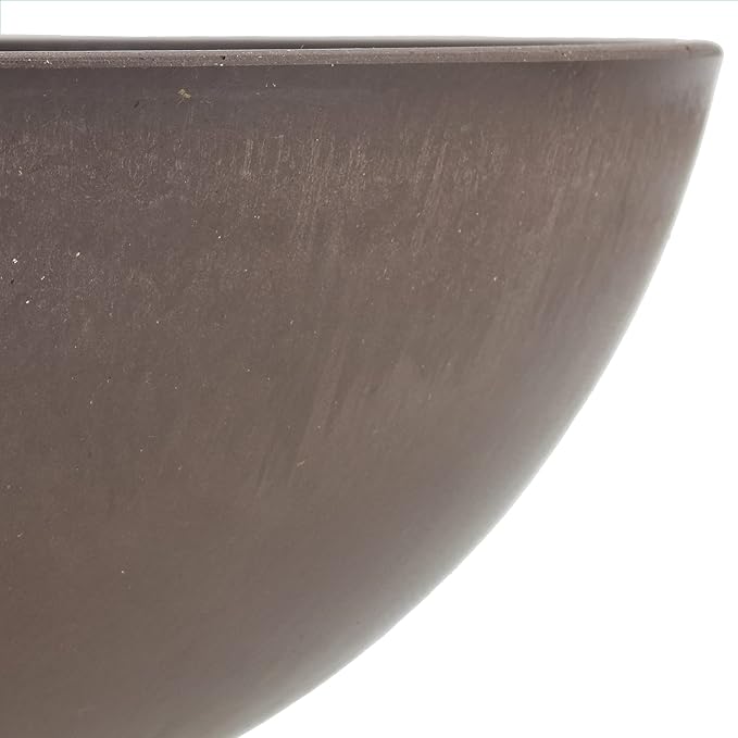 PSW Pot Collection M20C 8-inch Plastic/Stone/Wood Composite Low Bowl Planter – No Drainage Hole (Drillable), Shallow Indoor/Outer Pot for Succulents, Bonsai, Fairy Gardens, Herbs, Chocolate