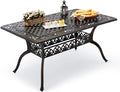 Outdoor Patio Dining Table - All-Weather Cast Aluminum 60" x 28.5“ Patio Rectangular Table with 2" Umbrella Hole for Balcony Lawn Garden Backyard