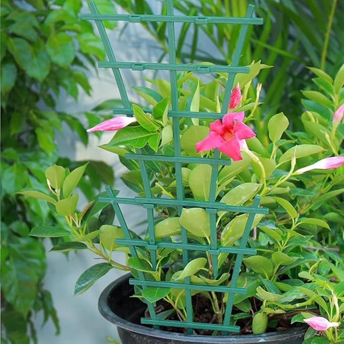 Trellis Small Outdoor, Mini Vine Support Indoor Plant Trellis for Climbing Plants Patio Pot Stackable Potted Stakes Plastic Houseplant Superimposed Garden Planter Vegetable Flower 5.91“ W x 10.24” h