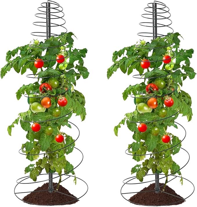 2 Pack 72in Tall Spiral Frame Trellis for Climbing Plants Outdoor, Heavy Duty Metal Garden Plant Tower, Rustproof Support for Pole Bean Cucumber Sweet Peas Clematis Vines, Anti-Tip Pot Indoor Decor