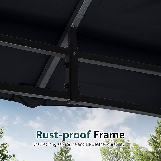 MASTERCANOPY Outdoor Garden Gazebo for Patios with Stable Steel Frame and Netting Walls (9x9,Black)