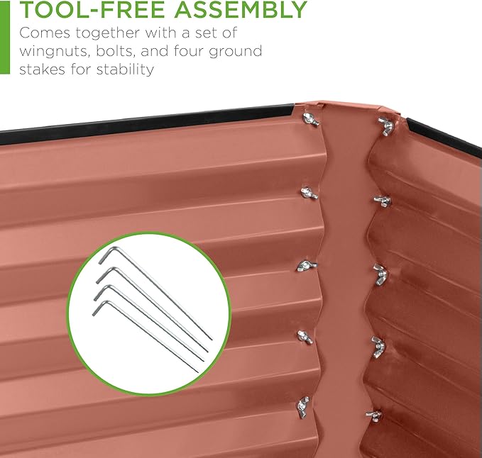 Best Choice Products 6x3x2ft Outdoor Metal Raised Garden Bed, Deep Root Box Planter for Vegetables, Flowers, Herbs, 269 Gallon Capacity, 100% Non Toxic Materials - Terracotta