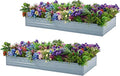 2 Pack 8x4x1FT Galvanized Raised Garden Bed Kit, Outdoor Metal Planter Box for Vegetables, Bottomless Rectangular Gardening Bed with Support Rods, Tool-Free Assembly, Gray