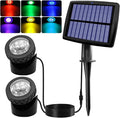 AVEKI Solar Pond Spotlights, 12 LED Solar Underwater Lights with Dual Head Waterproof Submarine Landscape Spotlight Security Lighting for Outdoor Patio Ganden Fountain Pond… (RGB, Dual Head)