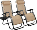 Homall Zero Gravity Chairs - Adjustable Folding Lawn Lounge Chairs with Pillows for Poolside, Backyard and Beach - Set of 2 (Cream-Coloured)