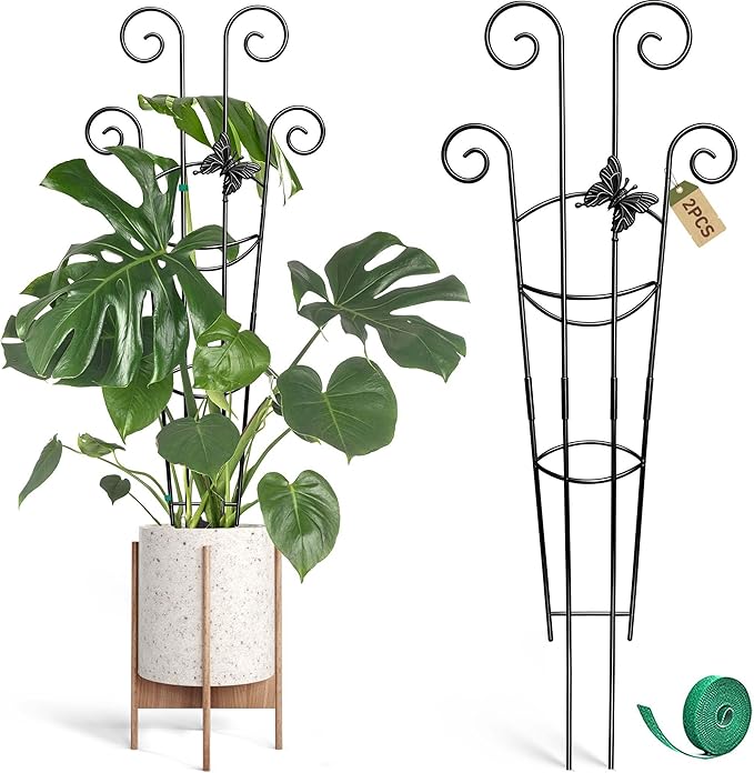 Coomin 32.6in Monstera Plant Support for Indoor Plants, 2P Trellis for Climbing Plants Indoor, Plant Climber Stakes for Potted Plants