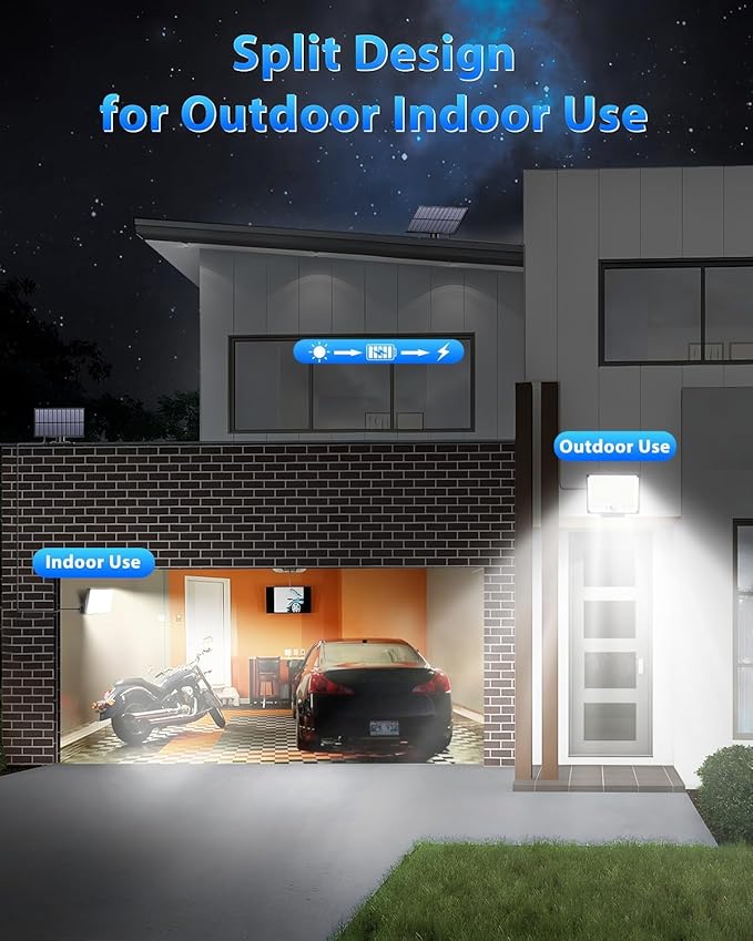 Solar Lights for Outside, 172LED 3Modes Split Motion Sensor Outdoor Lights with Remote Control, Solar Lights Outdoor Waterproof IP65, Outdoor Solar Lights for Yard,Patio,Garden,Garage, 2 Pack