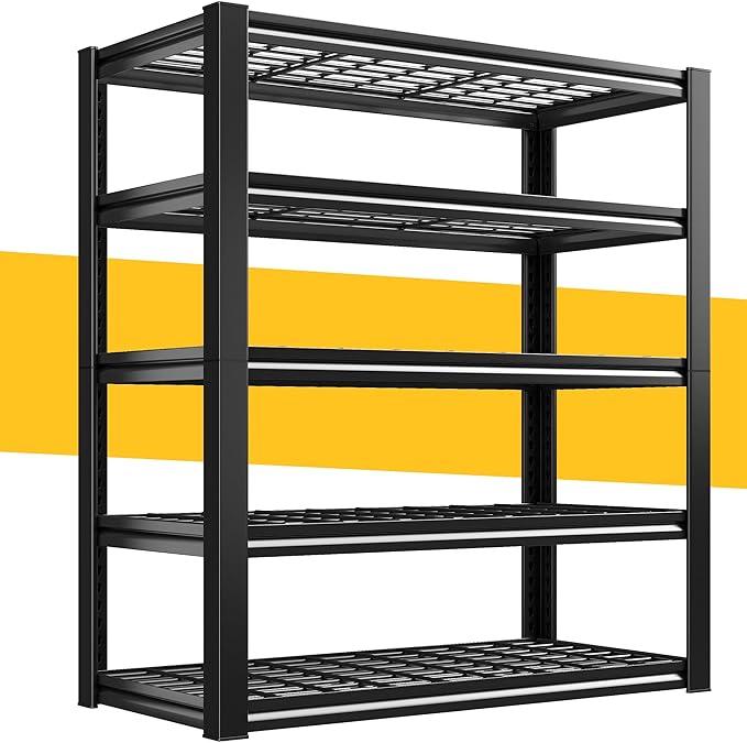 REIBII Garage Shelving 3200LBS, 5-Tier Storage Shelves, Adjustable Industrial Metal Shelving Unit for Garage, Basement, Pantry, Warehouse,Commercial, 36" W x 16" D x 72" H