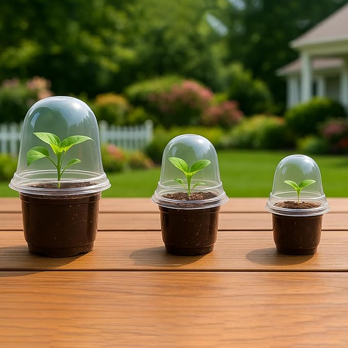 36 Packs 5/4/3.5 Inch Clear Nursery Pots with Humidity Domes, Transparent Plant Pots with Drainage Holes, Variety Pack Seedling Pots for Vegetable Propagation, Root Cutting, Seed Starting