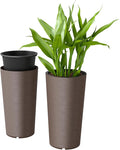 Outsunny 29 Inch Tall Planters for Outdoor Plants, Set of 2 Plastic Flower Pots with DIY Drainage Holes, Stackable Large Planters for Indoor Plants, Front Porch Decor, Brown