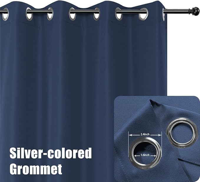 BONZER Outdoor Waterproof Curtains for Patio Privacy Grommet Light Filtering Outside Curtains for Gazebo, Porch, Pergola, Pavilion, 1 Panel, 54W x 84L inch, Navy