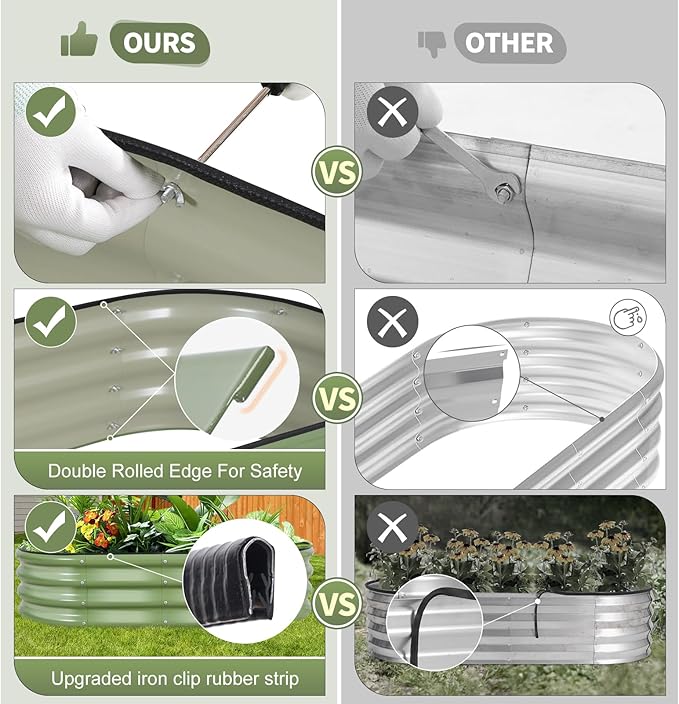 Galvanized Raised Garden Bed Outdoor- 2 Pcs Raised Beds for Gardening| Metal Planter Box, Steel Raised Garden Bed Kit with Gloves for Vegetables, Flower, Herbs (4x2x1FT, Green)