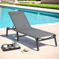 ONBRILL Aluminum Chaise Lounge Chair Outdoor, Foldable & Assembly Free Outdoor Lounge Chair with 5 Position Adjustable Backrest, Patio Pool Lounge Chairs for Outside Poolside Beach Lawn, 1PC, Grey