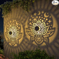 2 Pack Solar Fence Lights Metal Solar Powered Outdoor Wall Deck Lights Lotus Theme Waterproof Fence Light for Garden Post Patio Backyard Yard Decor (Lotus, 2 Pack)