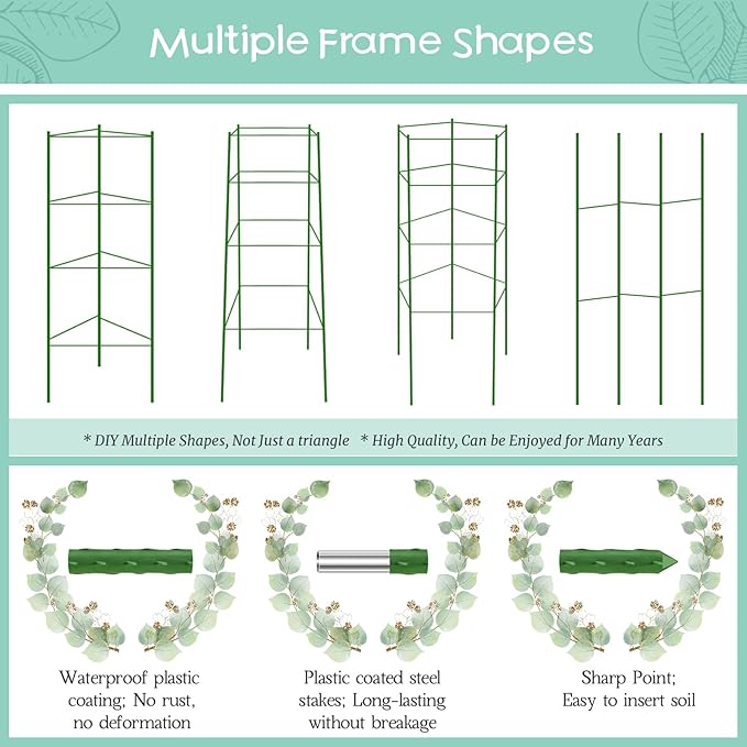 Legigo 2-Pack Tomato Cage for Garden Plant Support- Up to 63inch Garden Stakes Tomato Cage, Tomato Trellis for Potted Plants, Tomato Cages Plant Stakes for Climbing Vegetables Plants Flowers