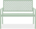 Best Choice Products Outdoor Bench 2-Person Metal Steel Benches Furniture for Garden, Patio, Porch, Entryway w/Geometric Backrest, 790lb Capacity - Mint Green