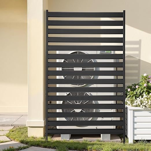 VEVOR Metal Privacy Screen, 38" W x 60" H Freestanding Modern Privacy Fence, Garden Divider Panel with Extended Ground Stakes & Panel Height Adjustable, Freestanding Outdoor Divider for Garden, Indoor