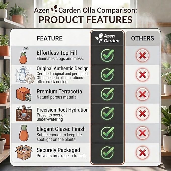 Ollas Plant Watering Globes - Terracotta Self Watering Planter Insert - Automatic Water Bulbs for Indoor/Outdoor Plants - Easy Refill System - Set of 4