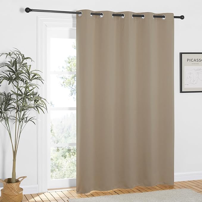 NICETOWN Taupe Blackout Curtains 84 inch Length, Grommet Top Room Darkening Drapes for Bedroom Living Room, Light Blocking Window Covering for Privacy (W66 x L84 Inch, 1 Panel)
