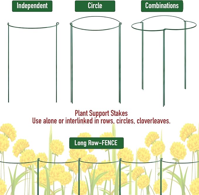8 Pack Snake Plant Support Stakes - Rust-Proof Half Round Peony Stakes and Supports - Ideal for Hydrangeas, Dahlias, ZZ, and More - Indoor and Outdoor Potted Plant Support and Stakes