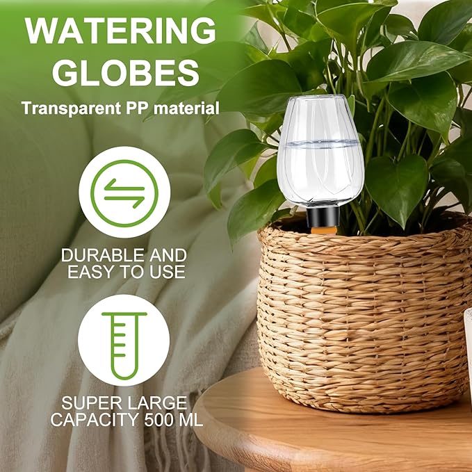 4 Pcs Plant Watering Globes Self Watering Planter Insert Plants Top Fill Water Device Plastic Water Bulbs Slow Release Terracotta for Plants, Multicolor