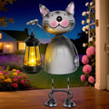 Garden Decor Cat Solar Statues,Unique Garden Statues Cat with Solar Lantern Waterproof, Birthday Gifts for Women Mom Grandma, Front Patio Balcony Yard Art Lawn Ornaments Porch Outdoor Decoration