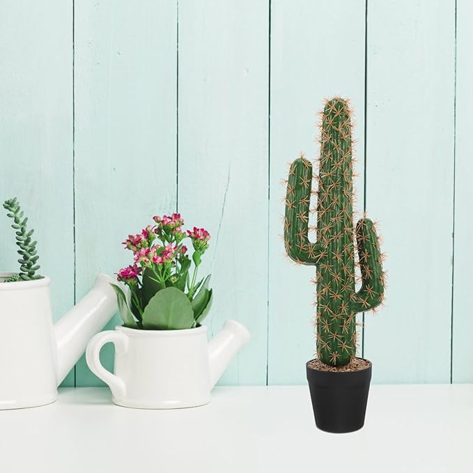 ABOOFAN Artificial Saguaro Cactus in Pot Faux Succulent Plant 20.86In Large Fake Potted Cacti Decorative Bonsai for Home Office Garden D Cor