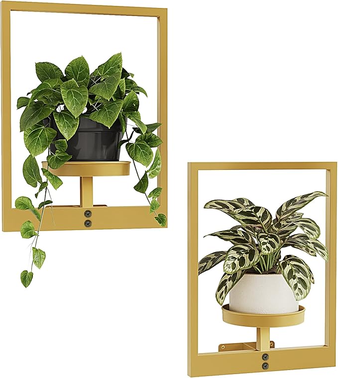 Bamworld Gold Plant Stand Indoor, Plant Hanger Wall Planters for Indoor Plants Window Plant Shelves Plant Holder Wall Decor, Room Decor (Patent Design)