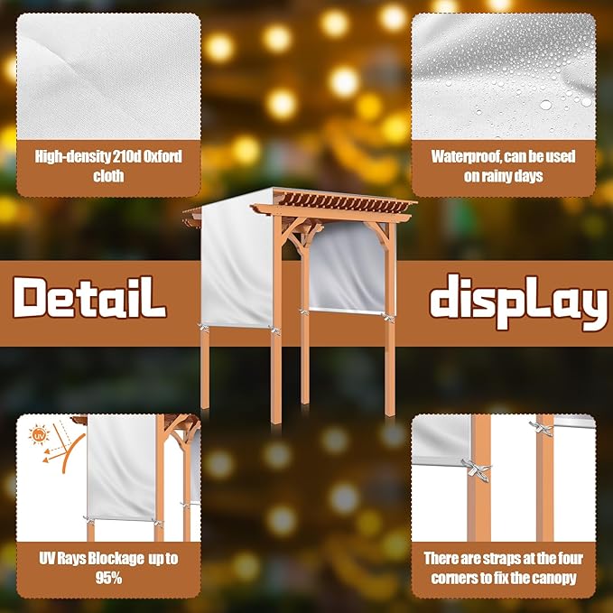 Universal Pergola Replacement Canopy Outdoor Canopy Shade Cover Waterproof Shade Top Cover for Outdoor Patio Porch Backyard(16 x 8 ft,Beige)