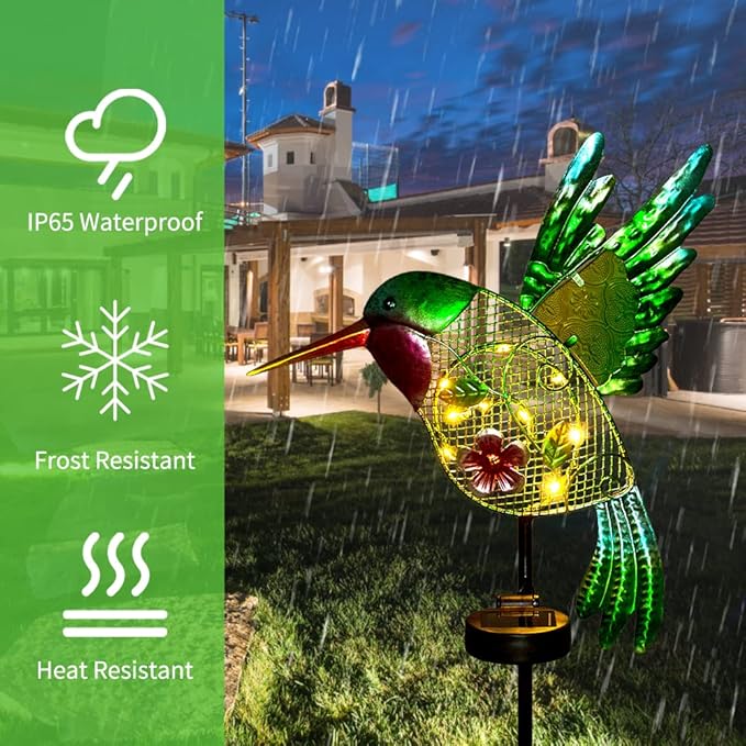 DREAMYSOUL Outdoor Solar Garden Lights, Hummingbird Solar Lights for Outdoor Patio Yard Pathway, Hummingbird Gifts for Women Mom Grandma