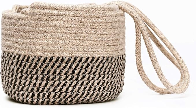 Hanging Planter Basket Jute Rope Woven Plant Hangers Indoor Hanging Plant Holder Up to 7" Pot Macrame Modern Storage Organizer Home Decor (Jute)