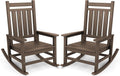 SERWALL Oversized Outdoor Rocking Chair Set of 2, HDPE Rocker for Adults, Patio Rocking Chairs for Porch, Coffee