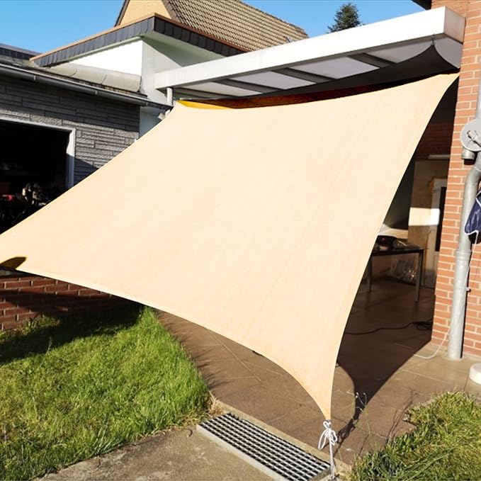 KANAGAWA 14'X20' Cream Custom Size Sun Shade Sail Rectangle UV Block Canopy Cover for Patio Backyard Lawn Garden Outdoor (Customized Available)